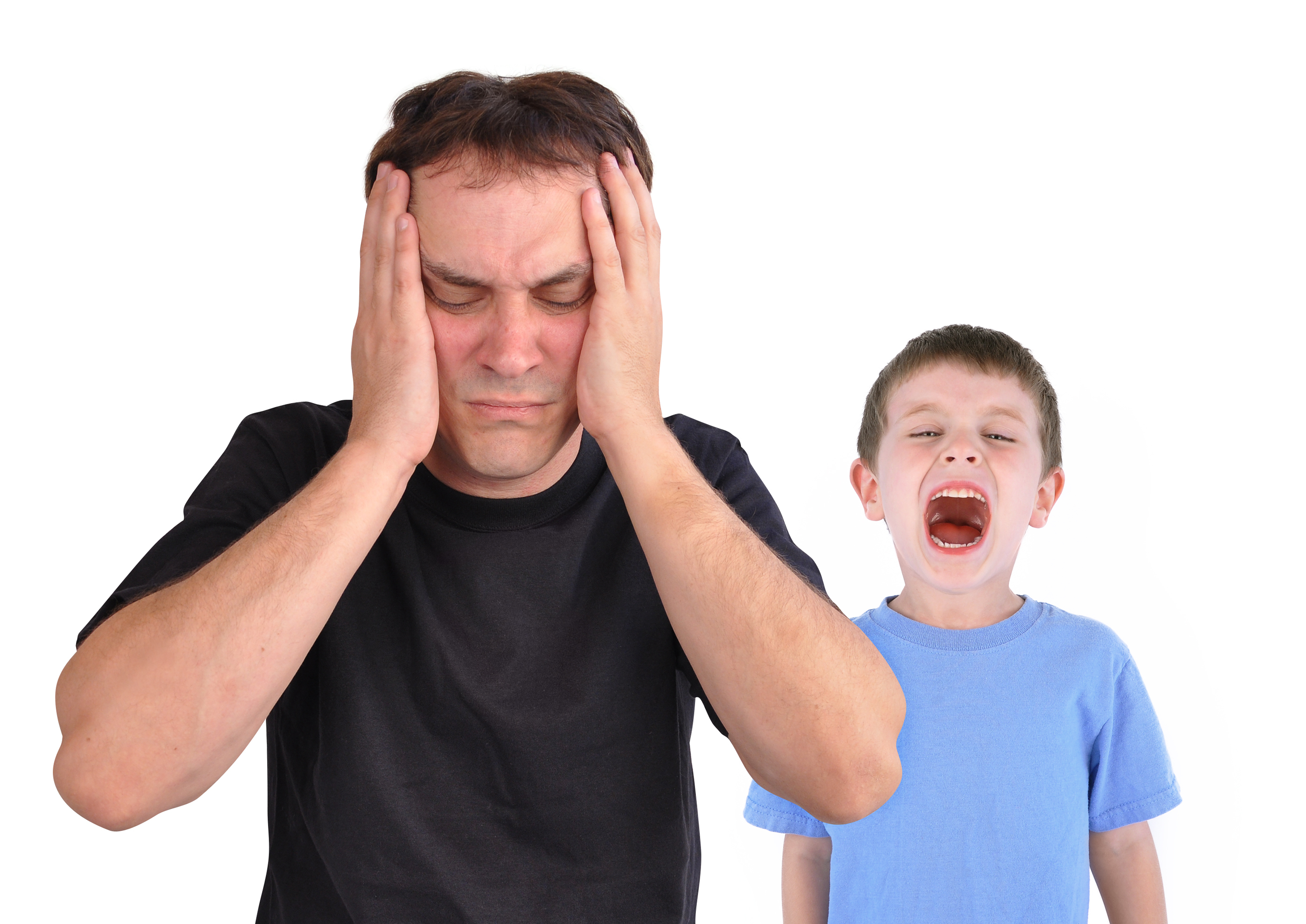 Upset Child throwing tantrum at dad